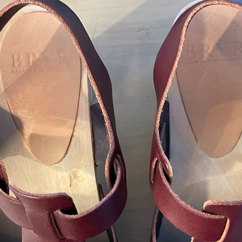 Bryr Oxblood T-Strap High Heeled Clogs - Picture 2 of 8